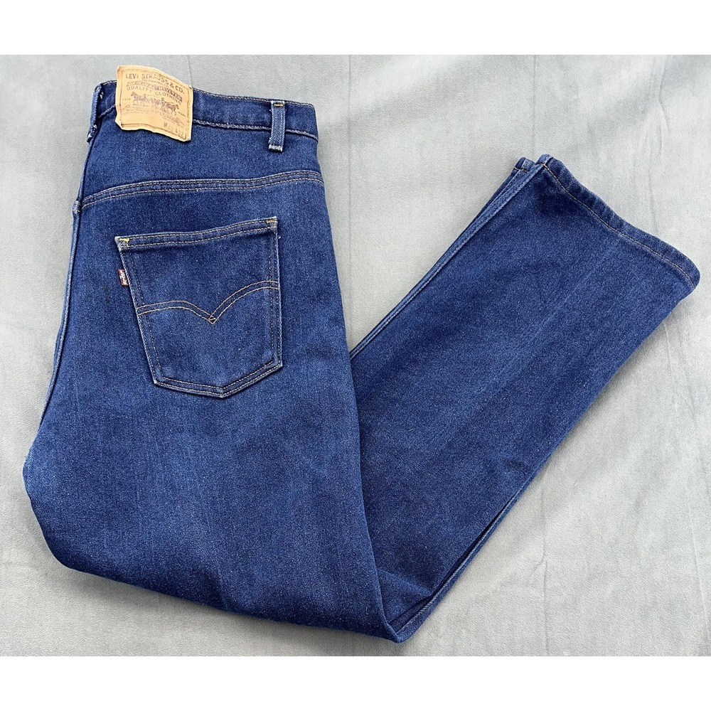 Vintage Levis Jeans Mens 42x32 Actual 39x30 Dark Blue Straight Leg USA Red Tag